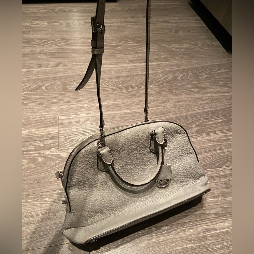 Authentic Michael Kors Gray Satchel with Silver Hardware